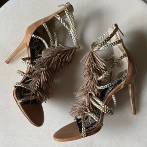 Sam Edelman Savannah Fringe Leather Heel Sandals